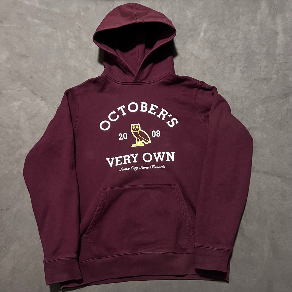 OVO October's‎ Very Own Collegiate Owl Logo Burgundy Hoodie Mens Size Large